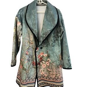 Boho Womens Jacket Blazer S Botanical Fairy Artsy Lagenlook Long Lightweight